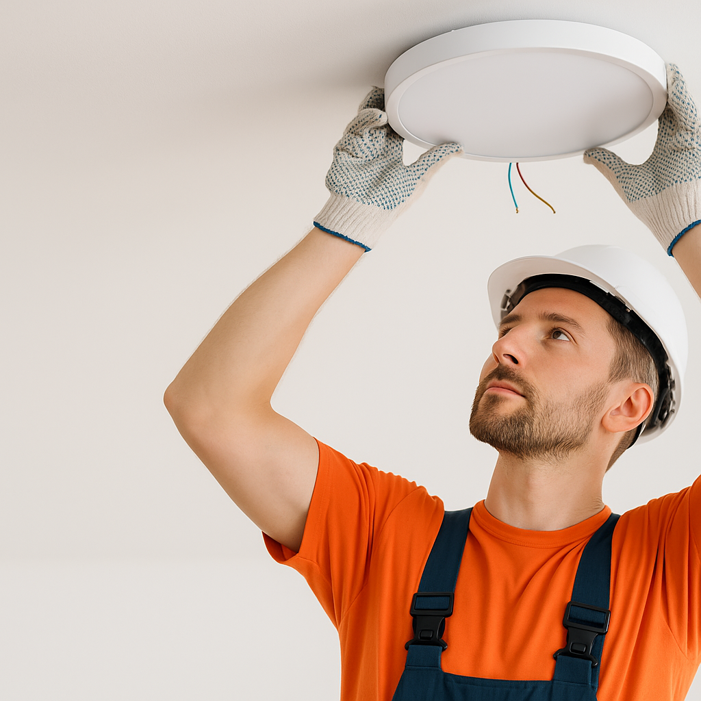 Elektrikář montuje světlo